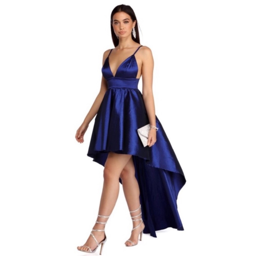 Iris, Blue, high low Formal Dress. Size Medium.